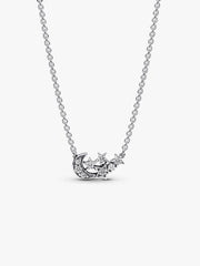 Sparkling Moon & Star Collier Necklace Sterling silver