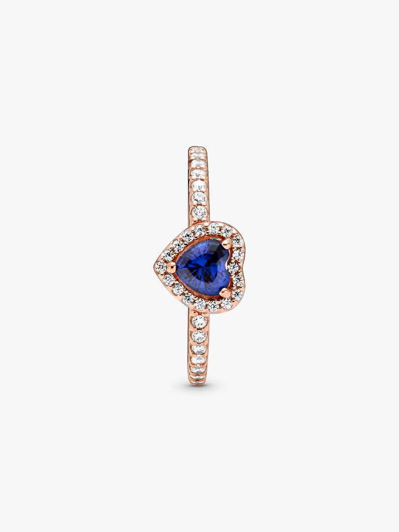 Sparkling Blue Elevated Heart Ring 14k rose gold plating