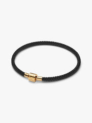 Shimmering Black Cord Bracelet 14k gold plating