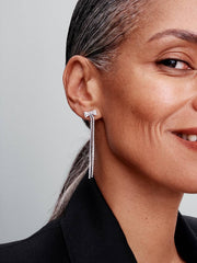 FINAL SALE - Pavé Bow Drop Earrings Sterling silver