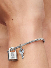 Padlock and Key Dangle Charm Sterling silver