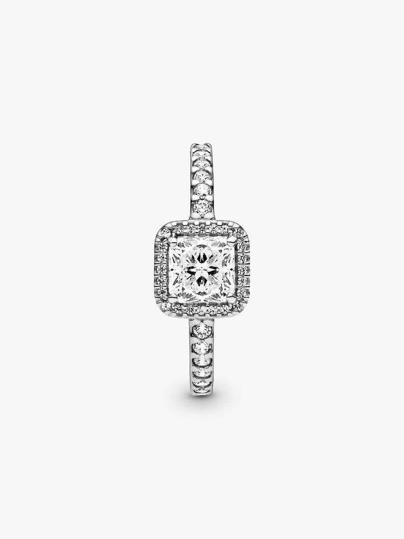 Square Sparkle Halo Ring Sterling silver