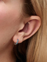 Light Blue Huggie Earrings Sterling silver