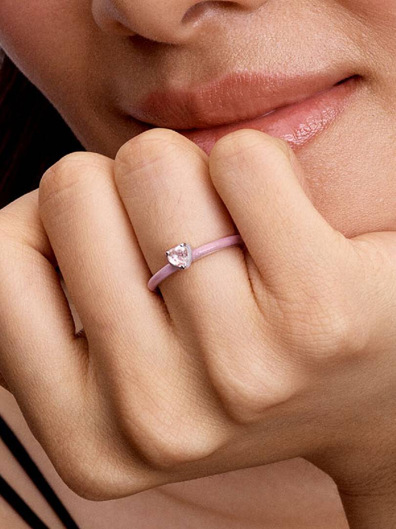 Pink Chakra Heart Ring Sterling silver