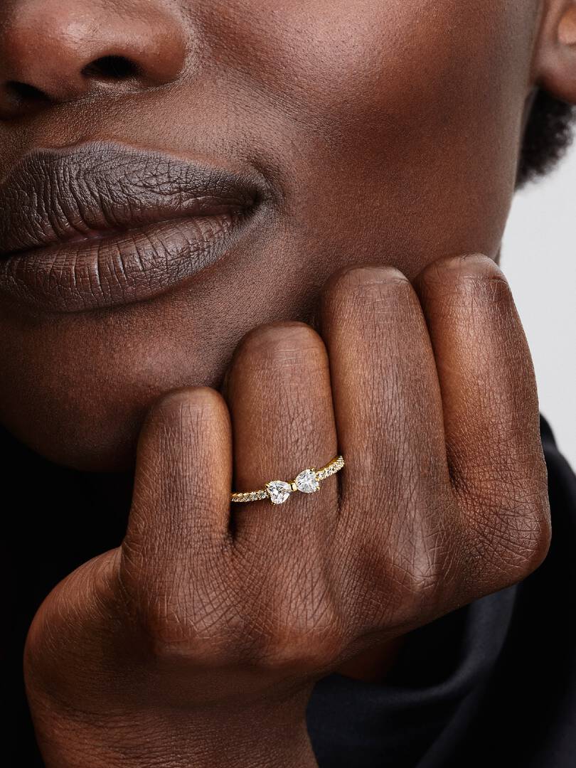 Sparkling Clear Bow Ring 14k gold plating
