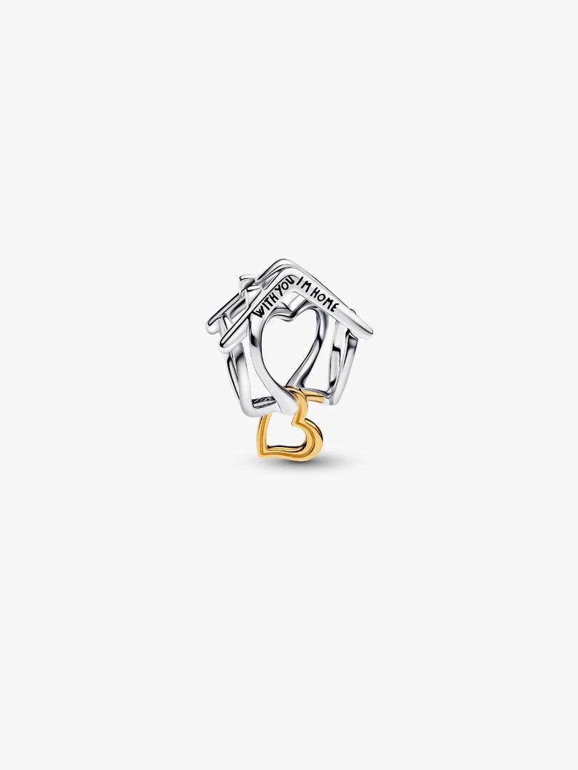 Home & Heart Charm Sterling silver, 14k gold plating