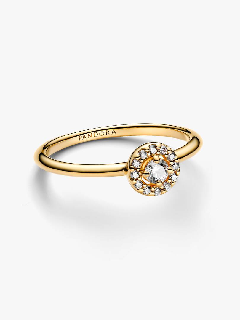 Round Pave Halo Ring 14k gold plating