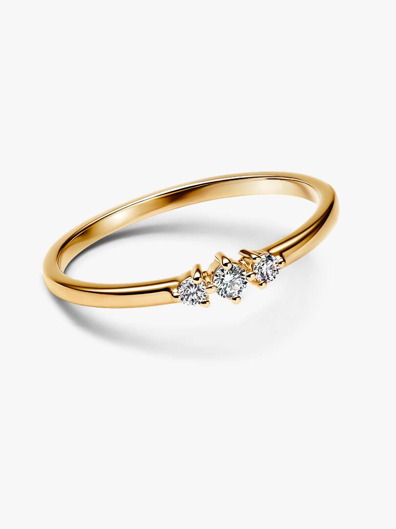 Pandora Era 14k Gold Lab-grown Diamond Triple Stone Ring 0.09 ct TW, 14k gold