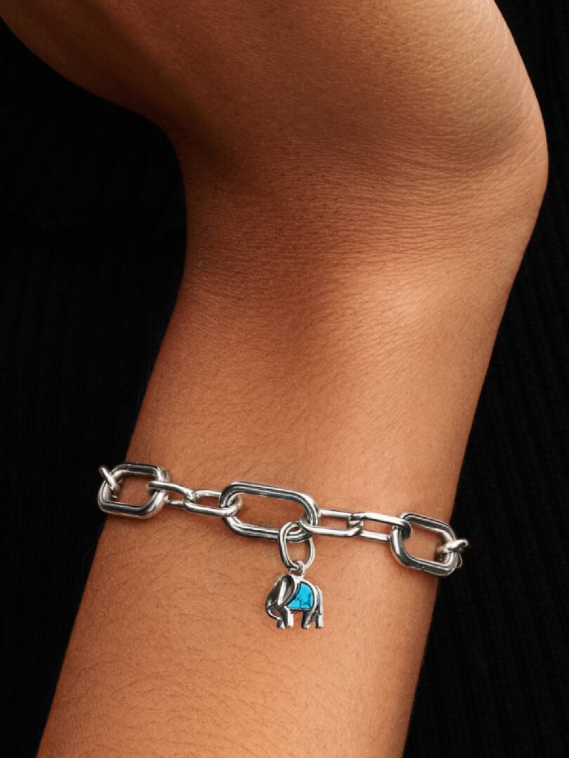 Turquoise-colored Elephant Mini Dangle Charm Sterling silver