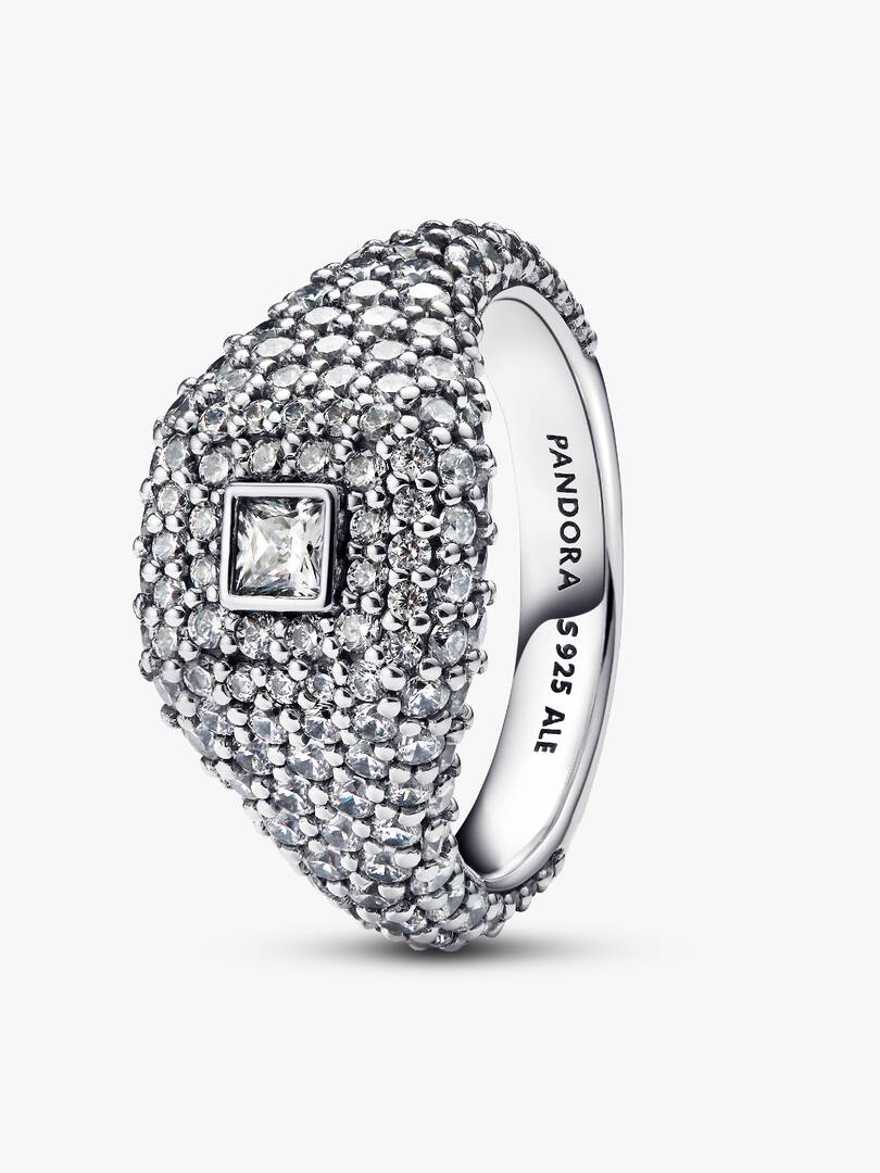 Pavé Square Cocktail Ring Sterling silver
