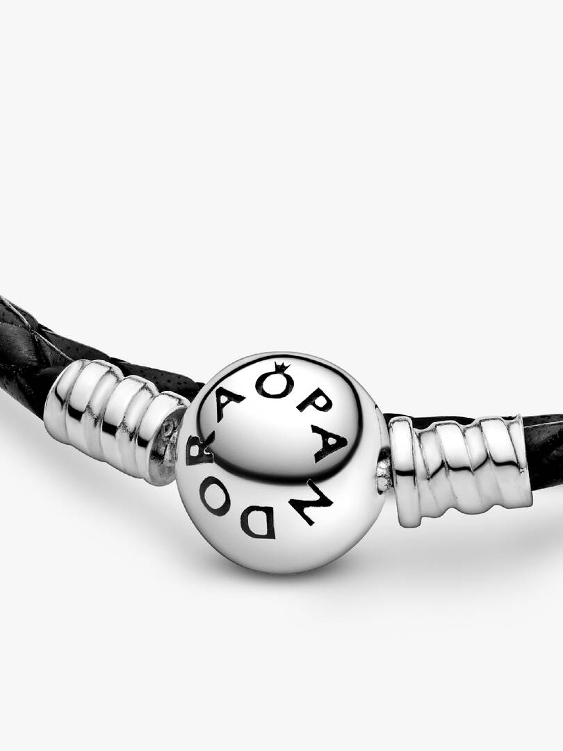Pandora Moments Double Black Leather Bracelet Sterling silver