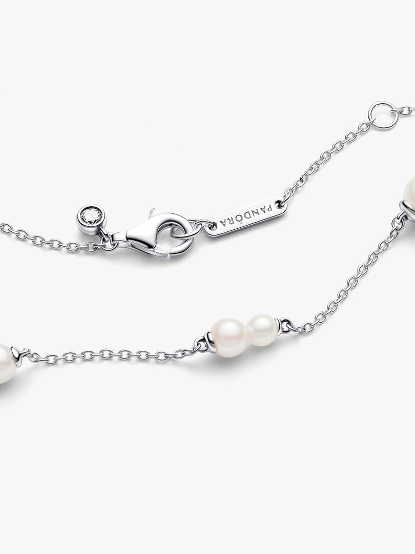 FINAL SALE - Treated Freshwater Cultured Pearl Station Chain Necklace Sterling silver