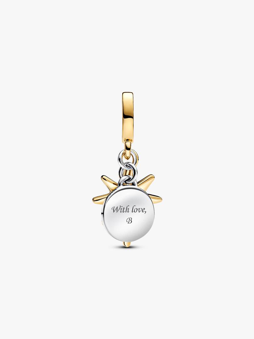 Engravable North Star Lab-grown Diamond Dangle Charm 0.009 ct TW, Sterling silver, 14k gold plating