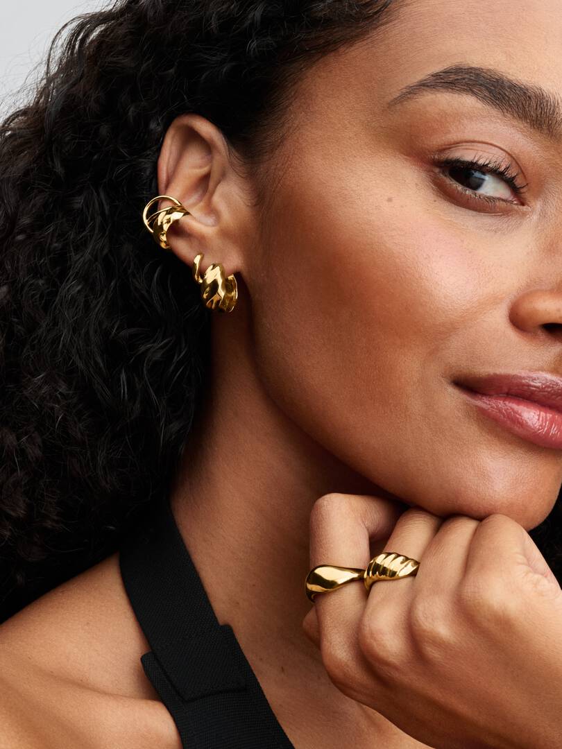 Rippled Hoop Earrings 14k gold plating