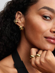 Rippled Hoop Earrings 14k gold plating