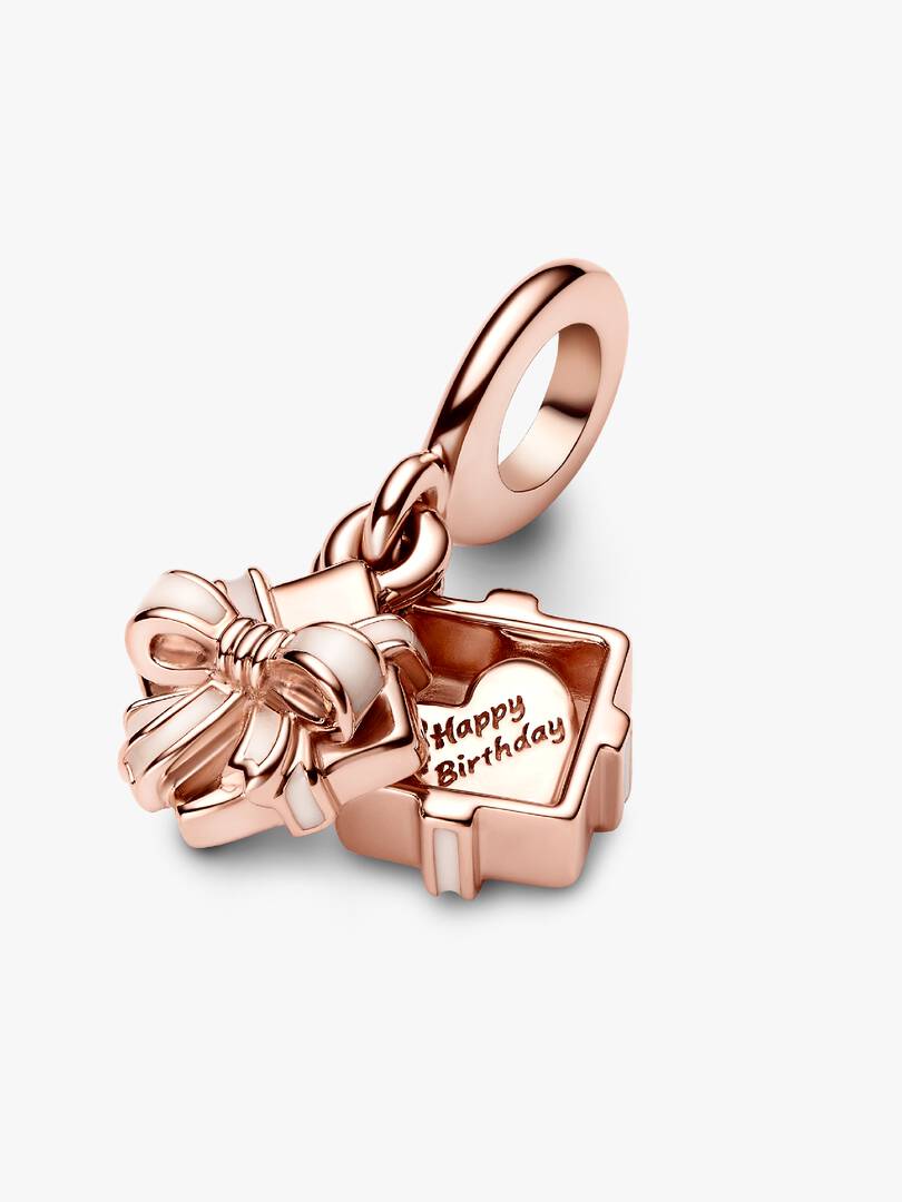 FINAL SALE - Happy Birthday Gift Openable Dangle Charm 14k rose gold plating