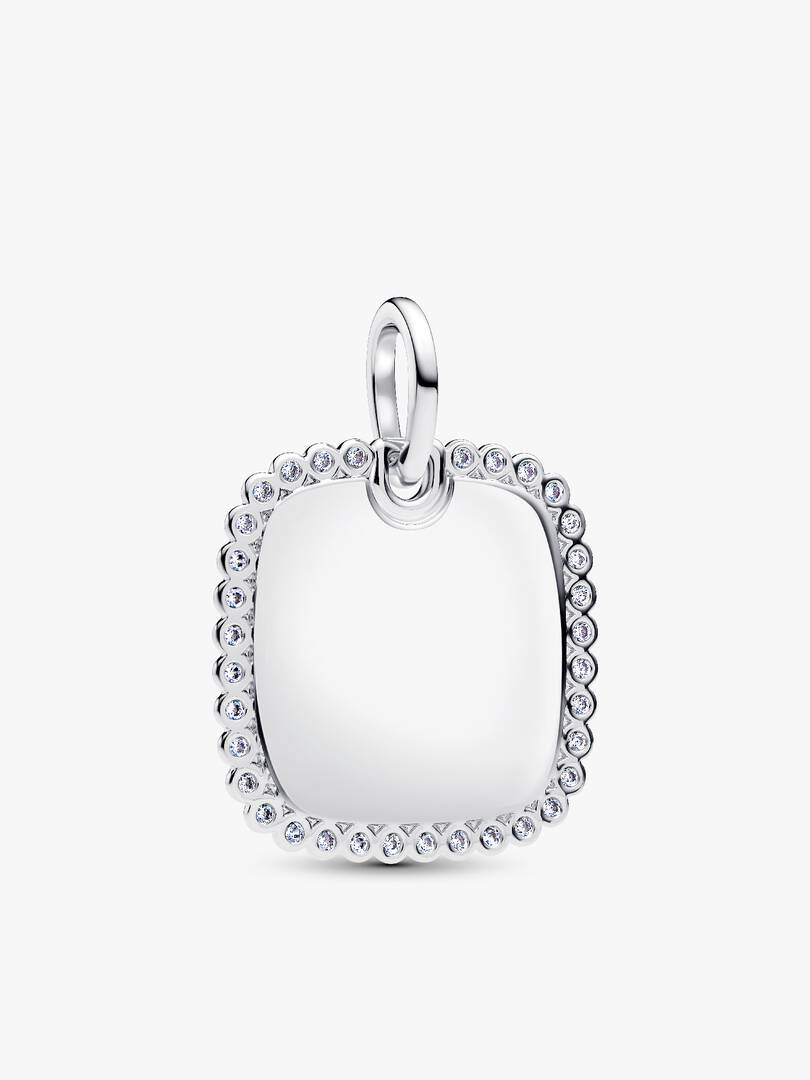 Engravable Sparkling Square Tag Pendant Necklace 2 Quantity