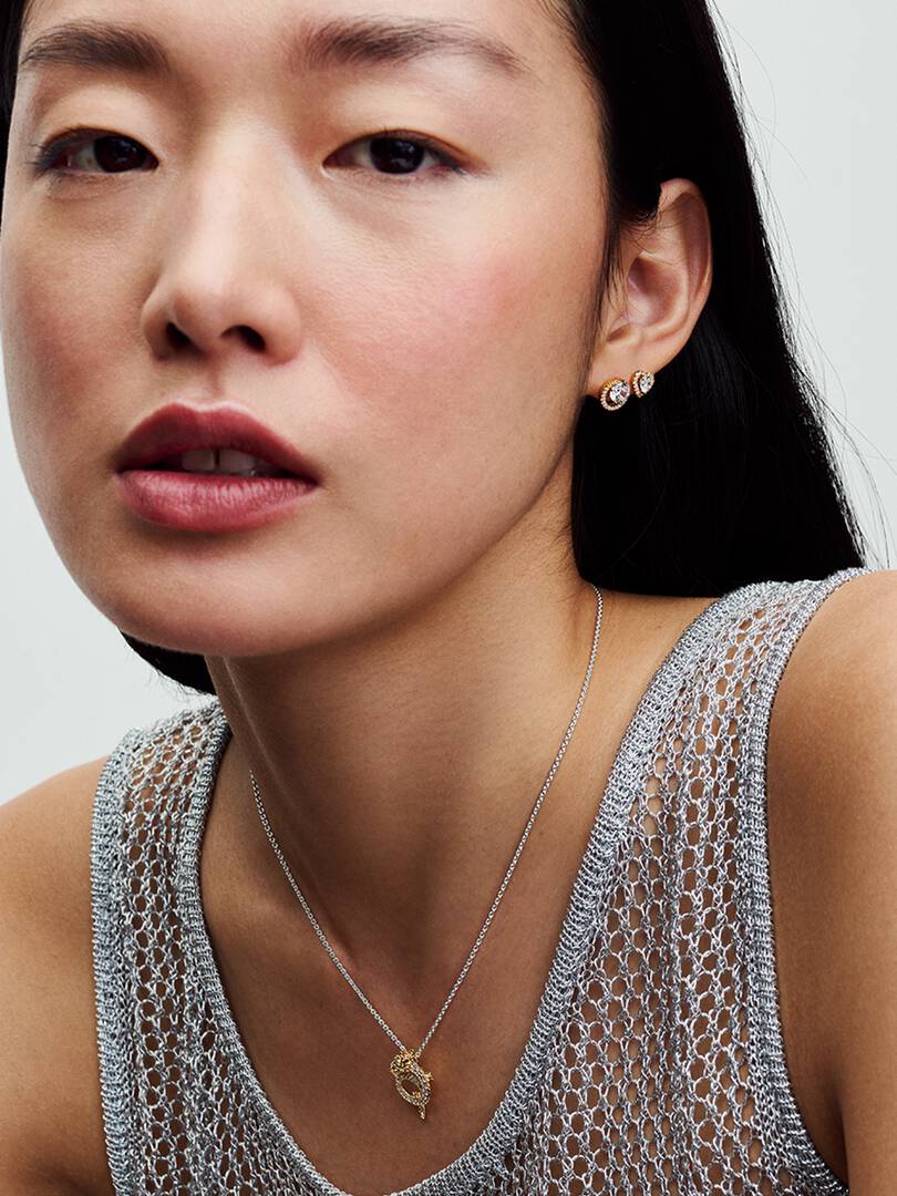 FINAL SALE - Dragon Collier Necklace Sterling silver, 14k gold plating