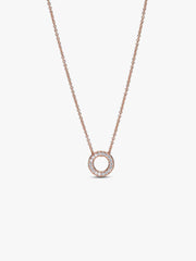 Pandora Logo Pavé Circle Collier Necklace 14k rose gold plating