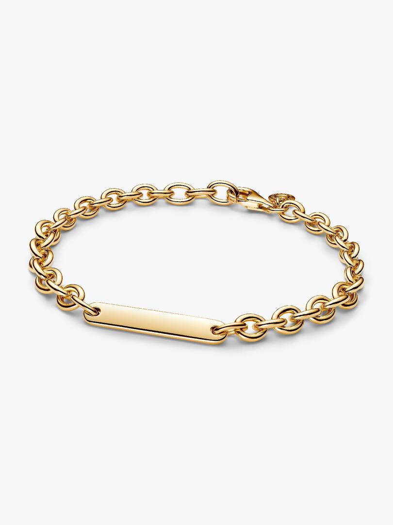 Engravable Bar Link Bracelet 14k gold plating