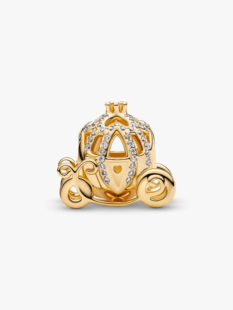 Disney Cinderella Sparkling Carriage Charm 14k gold plating