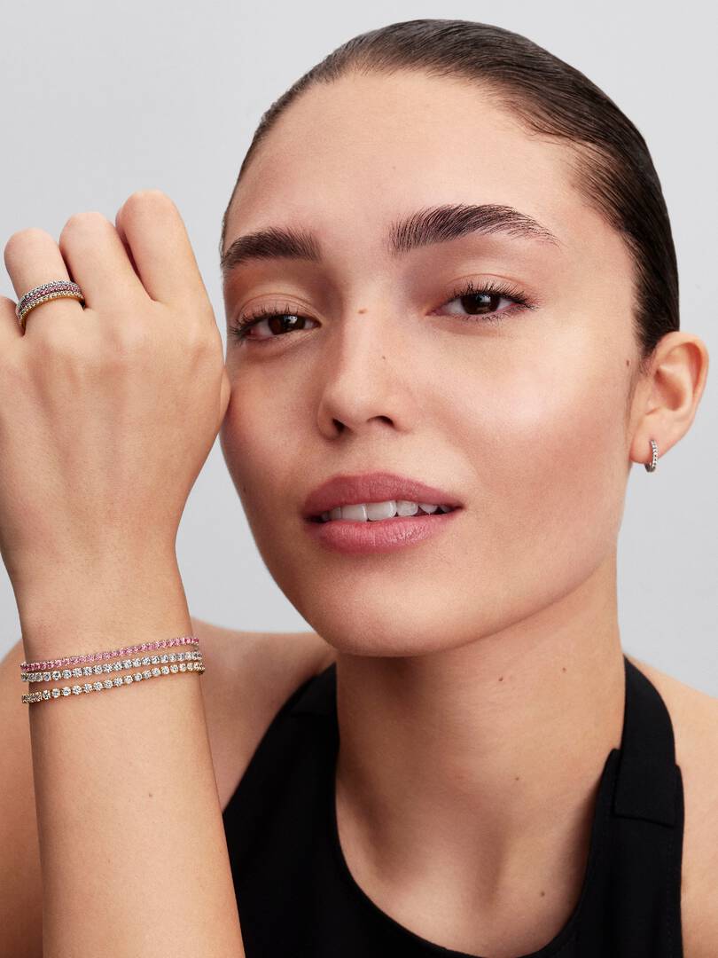 Sparkling Pink Band Ring Sterling silver
