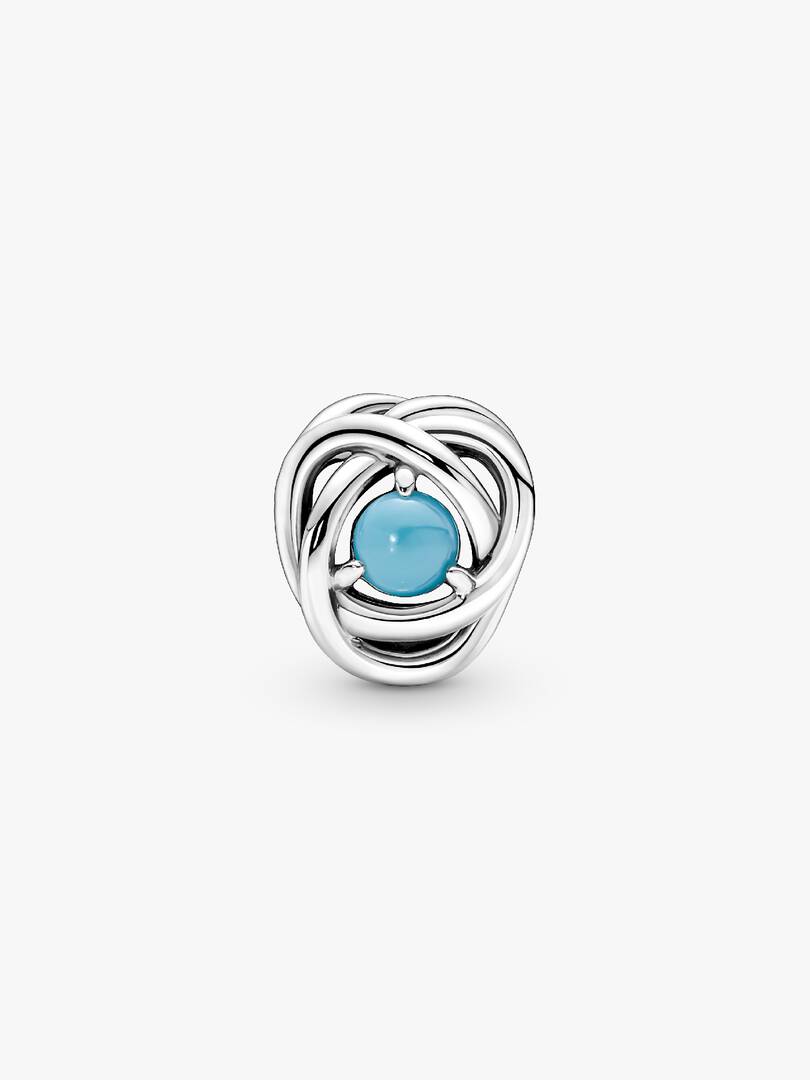 December Turquoise Blue Eternity Circle Charm Sterling silver