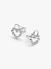 Sparkling Heart Padlock Stud Earrings Sterling silver