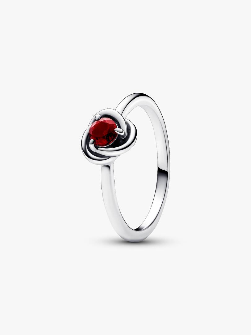 January Red Eternity Circle Ring Sterling silver