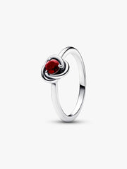January Red Eternity Circle Ring Sterling silver