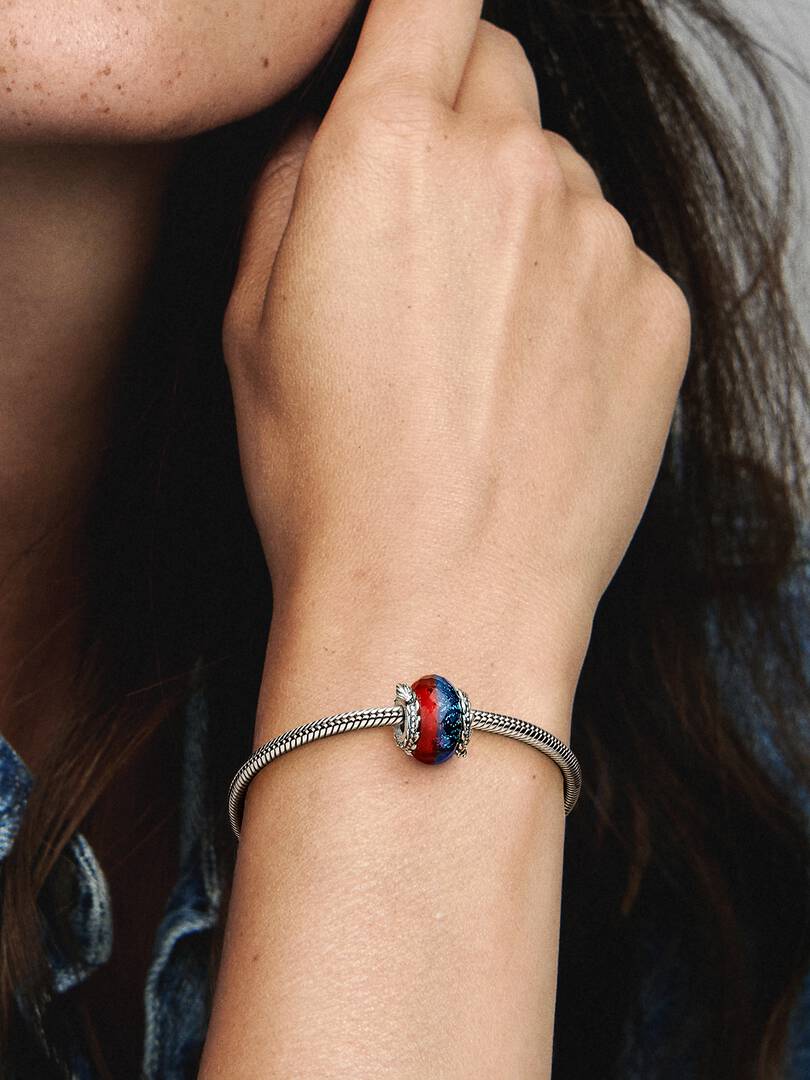 FINAL SALE - Game of Thrones Ice & Fire Dragons Dual Murano Glass Charm Sterling silver