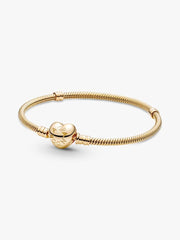 Pandora Moments Heart Clasp Snake Chain Bracelet 14k gold