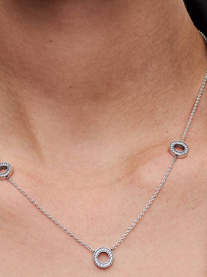 FINAL SALE - Pavé Circles Chain Necklace Sterling silver