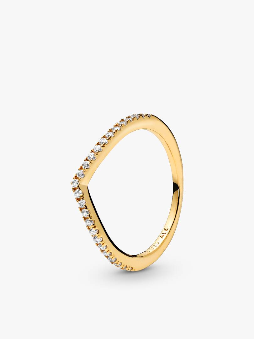 Halo of Gold Sparkling Wishbone Ring Set 2 Quantity