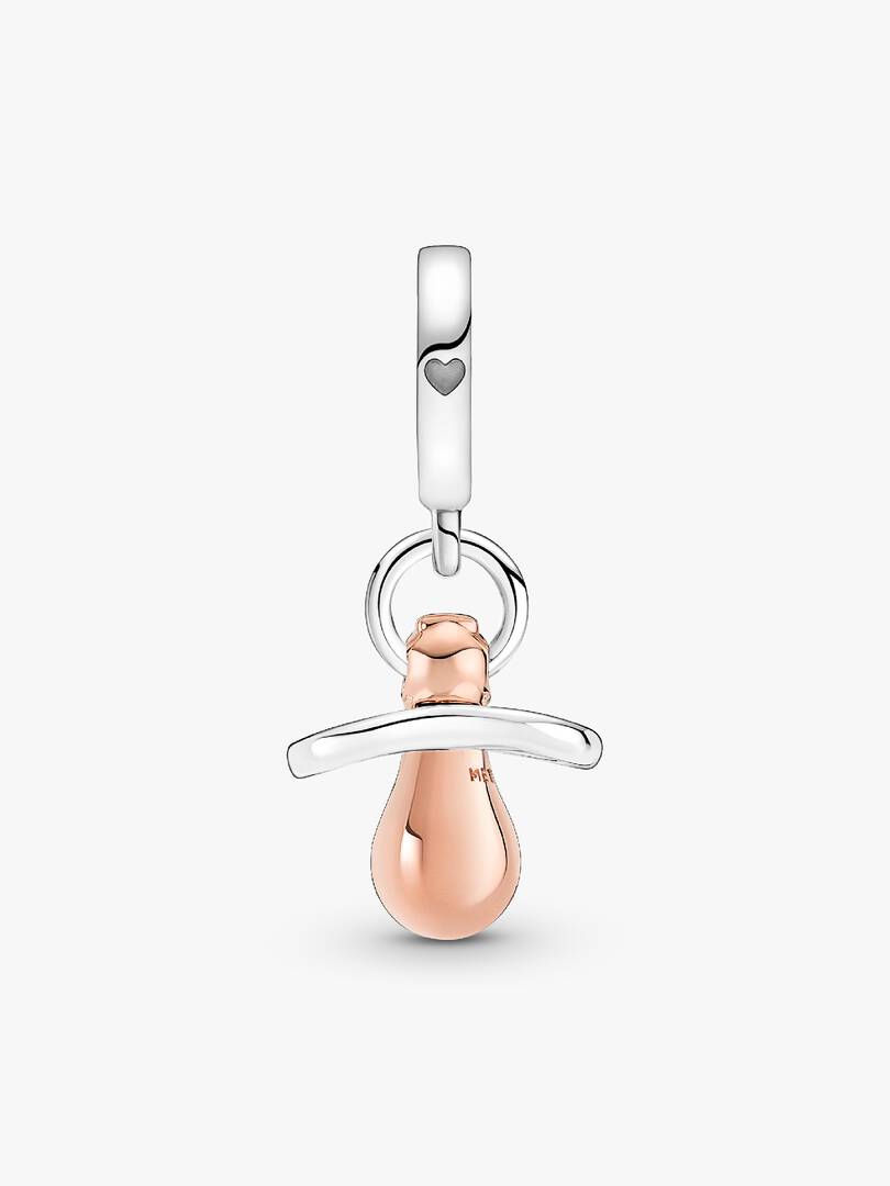 Baby Pacifier Dangle Charm Sterling silver, 14k rose gold plating