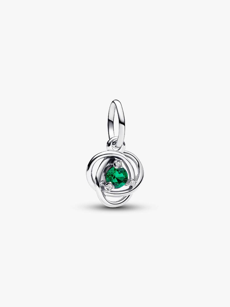 FINAL SALE - Green Eternity Circle Dangle Charm Sterling silver
