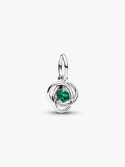 FINAL SALE - Green Eternity Circle Dangle Charm Sterling silver