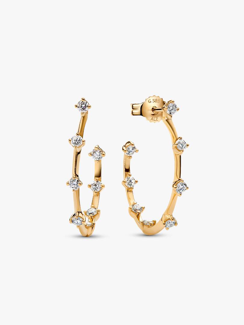 Pandora Era Lab-Grown Diamond Station Hoop Earrings 0.40 ct TW, 14k gold
