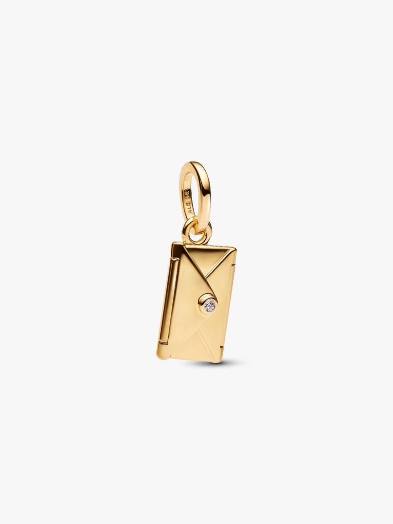 Engravable & Openable Envelope Dangle Charm 14k gold plating