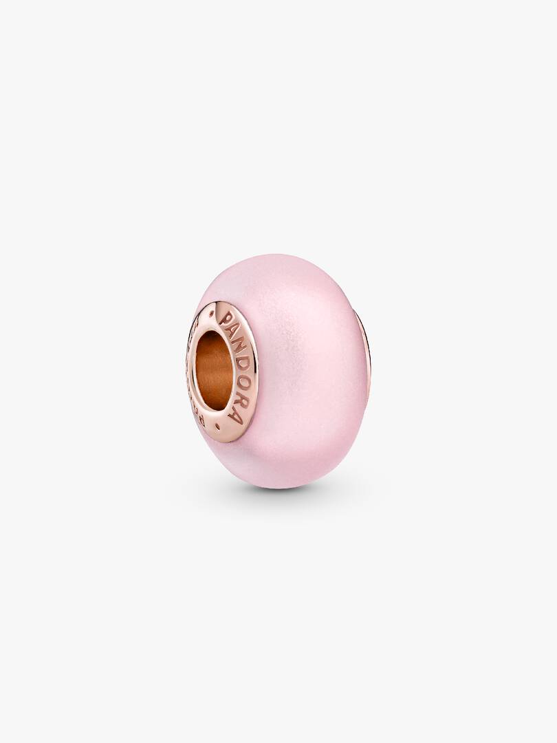 Matte Pink Murano Glass Charm 14k rose gold plating