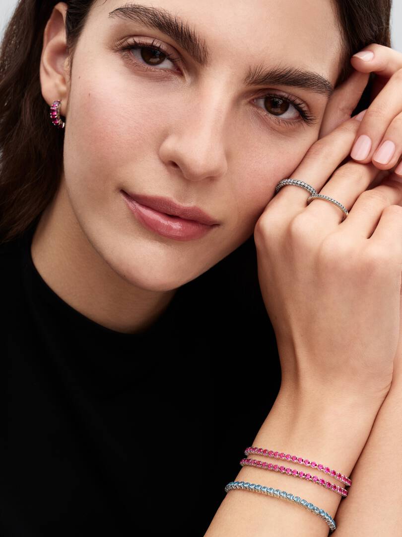 Sparkling Pink Tennis Bracelet Sterling silver