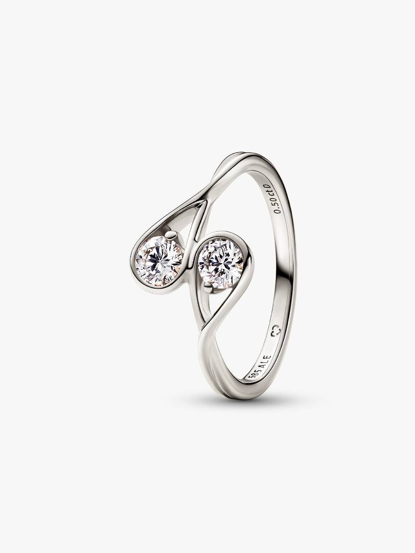 FINAL SALE - Pandora Infinite 14k White Gold Double Lab-grown Diamond Ring 0.50 ct TW, 14k white gold