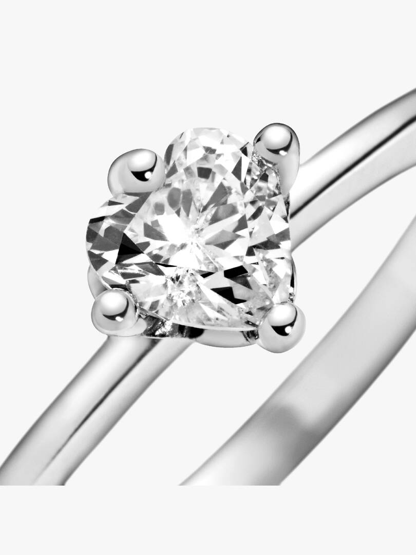 Clear Heart Solitaire Ring Sterling silver
