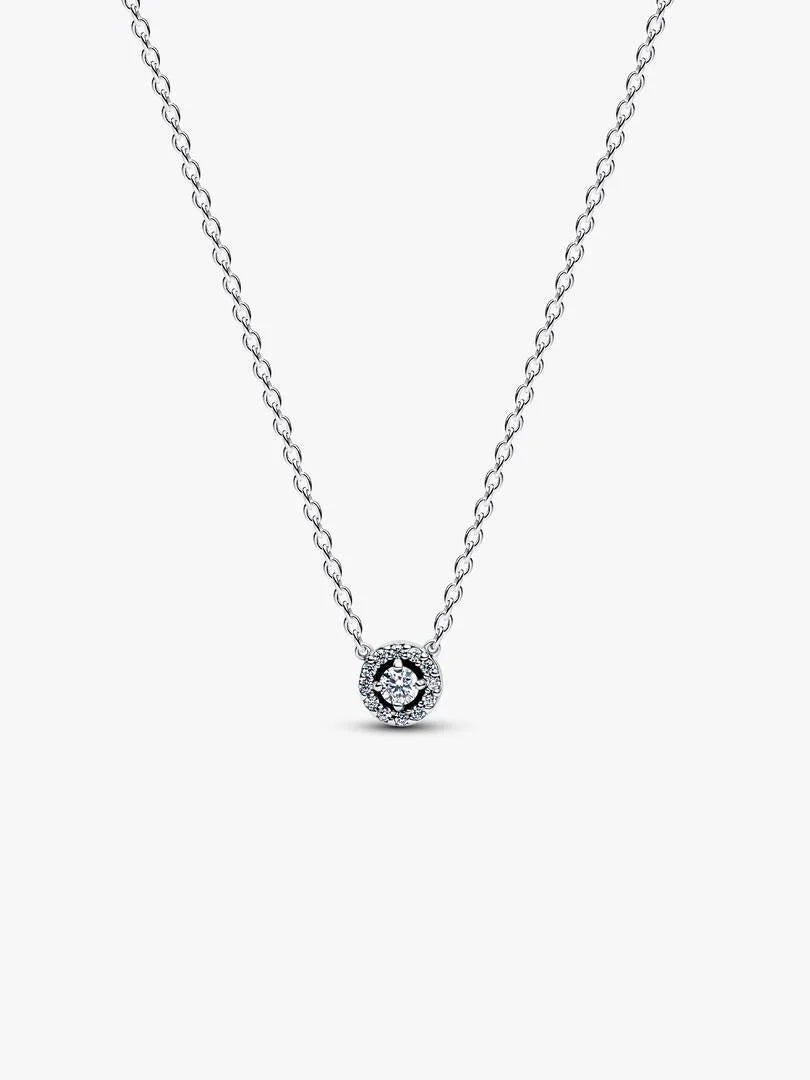 Round Pavé Halo Collier Necklace Sterling silver