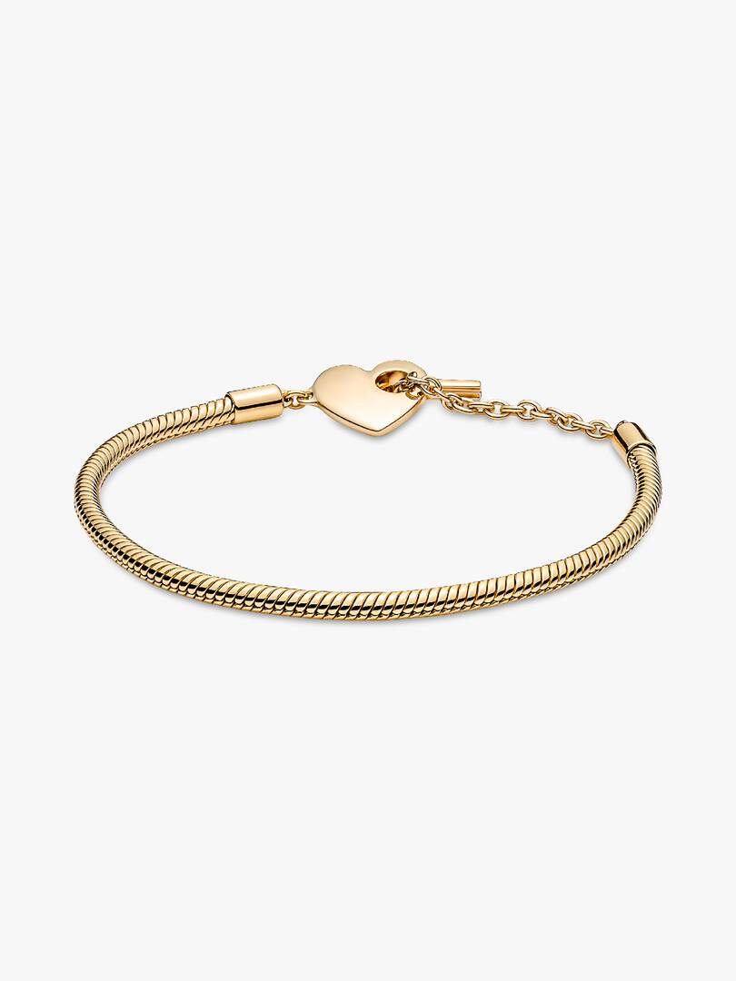 Pandora Moments Heart T-Bar Snake Chain Bracelet 14k gold plating
