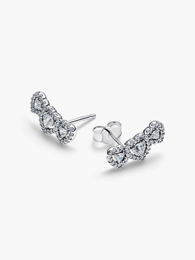 Halo Heart Trilogy Stud Earrings Sterling silver