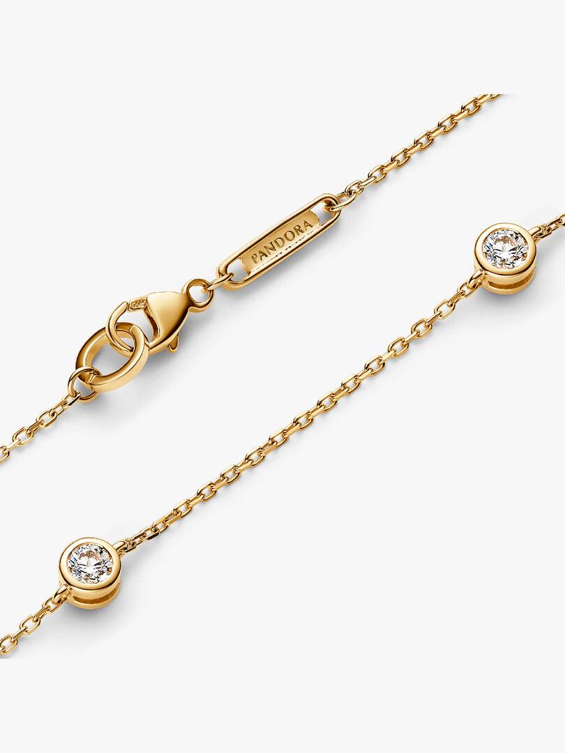 FINAL SALE - Pandora Era Bezel 14k Gold Lab-grown Diamond Station Chain Bracelet 0.40 ct TW, 14k gold