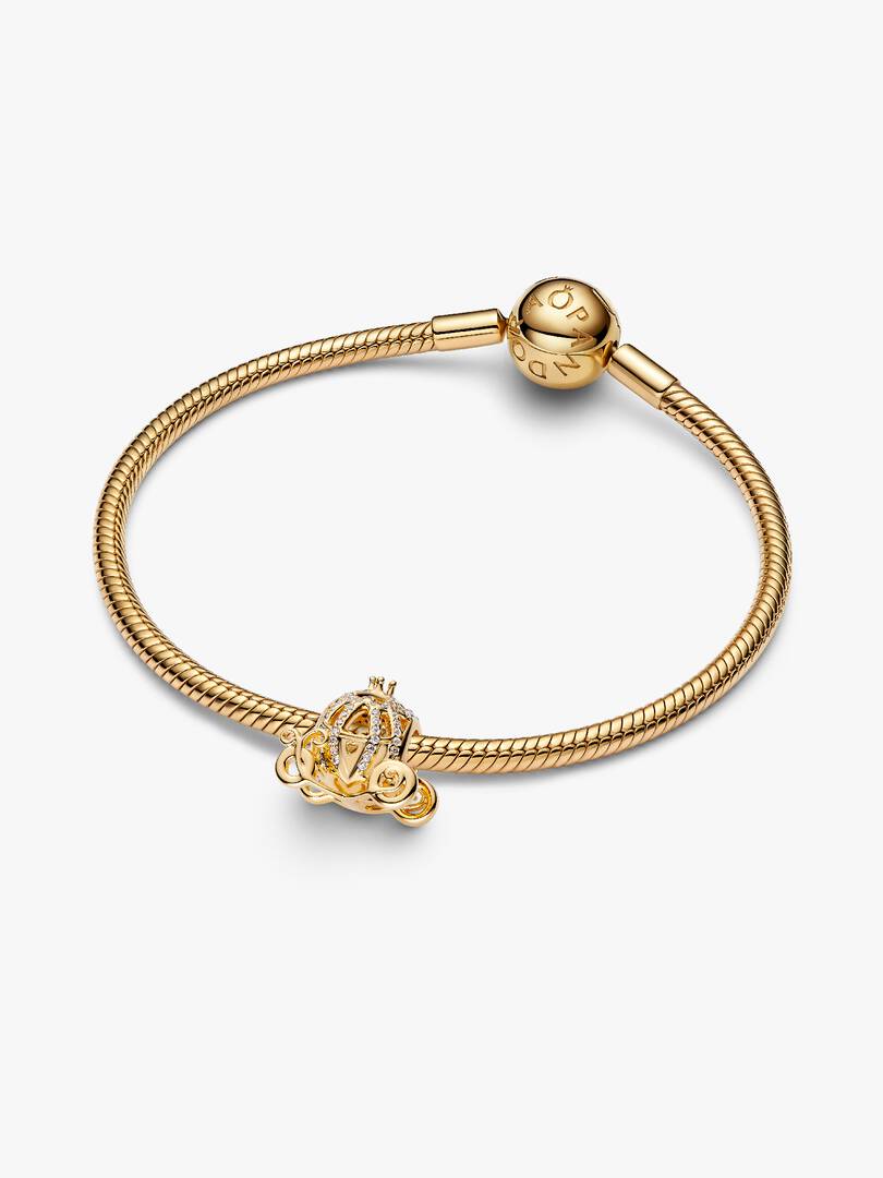 Disney Cinderella Sparkling Carriage Charm 14k gold plating