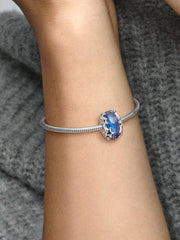 Galaxy Blue & Star Murano Charm Sterling silver