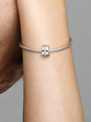 Clear Sparkling Row Clip Charm Sterling silver